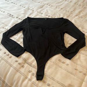 Black v neck bodysuit